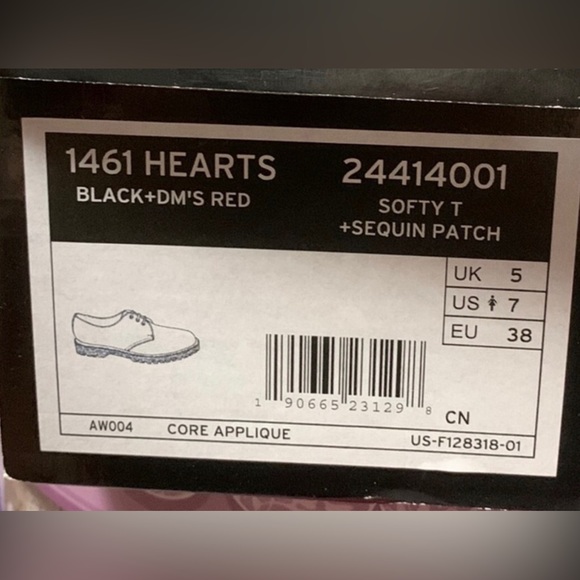 Dr. Martens Black + DM’S Red Softy T + Sequin NEW IN BOX Size 7 - Picture 6 of 7